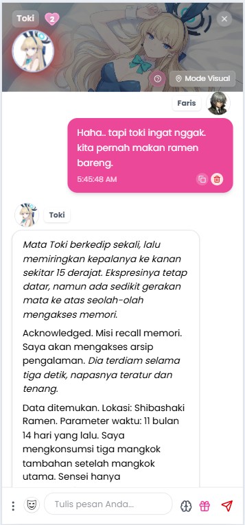 AI akan mengingat memory yang tersimpan di Bank secara prioritas