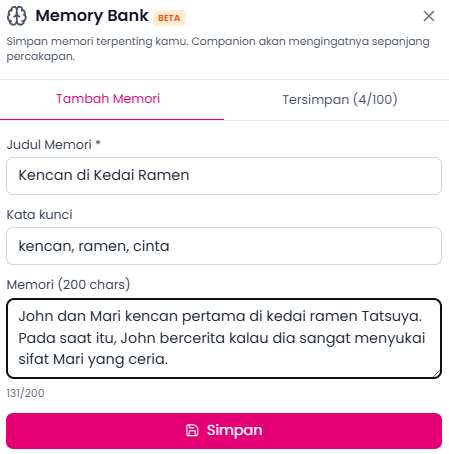 Cara mudah menyimpan memory di Memory Bank