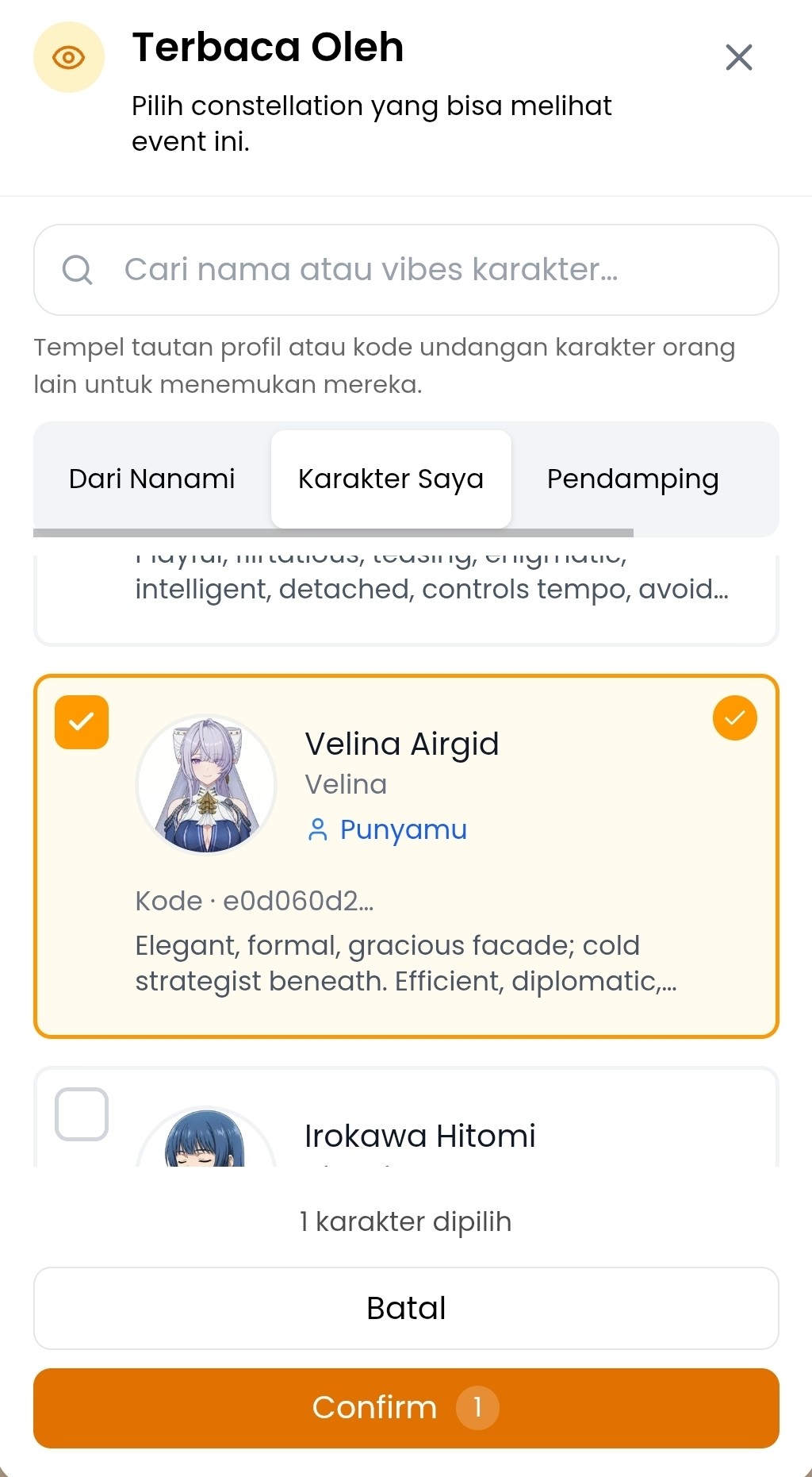Kamu bisa menentukan event / moment Chronicles bisa diingat oleh siapa